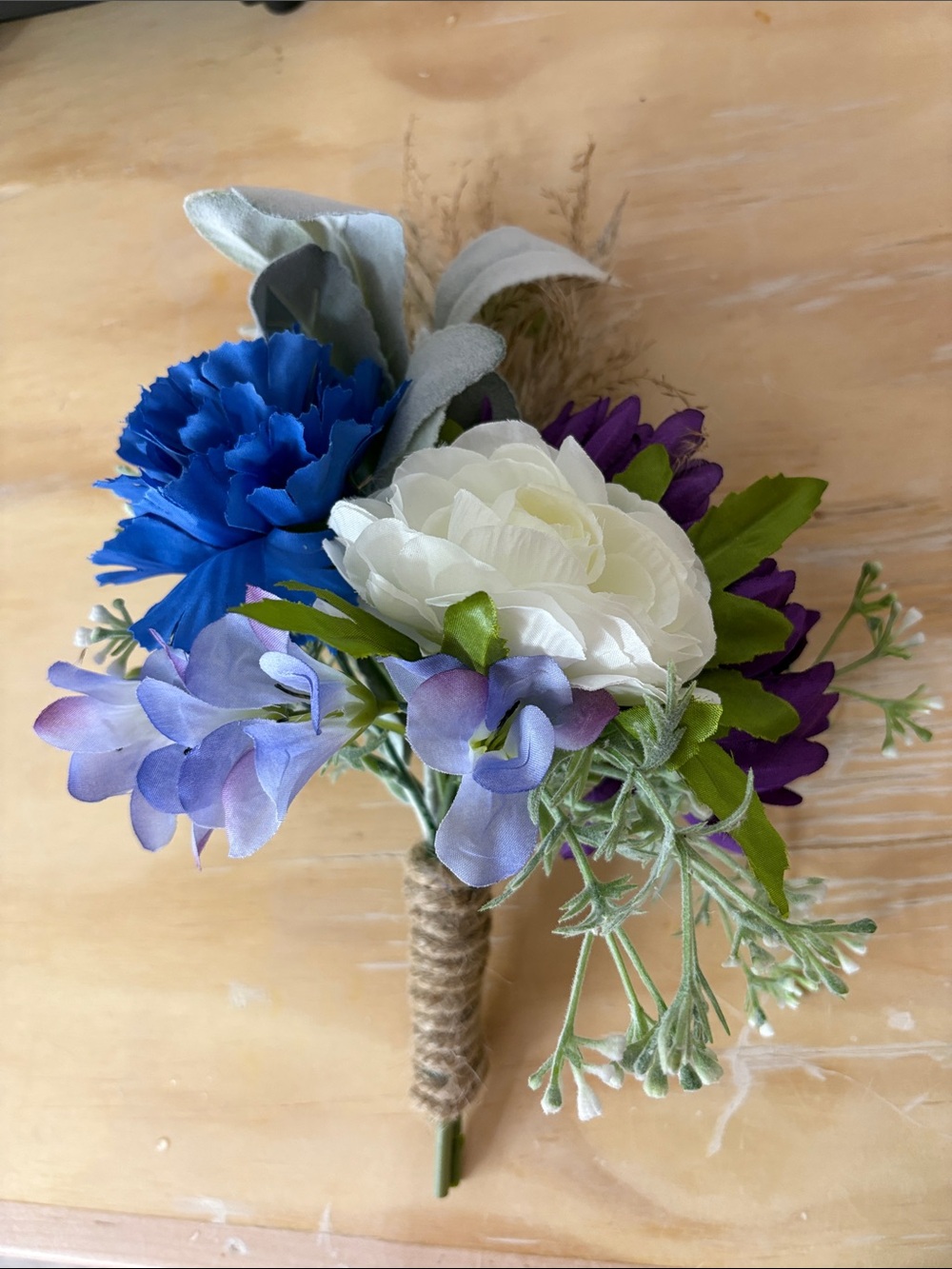 Blue, Purple & White Faux Floral Bouquet- Elegant Home Accent